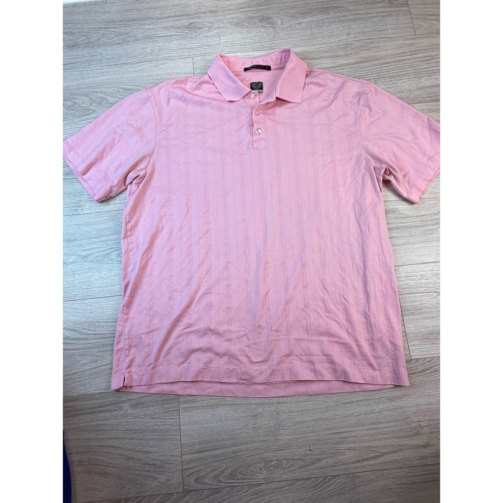 Nike Tiger Woods Collection Dri-FIT Pink Vertical Stripe Golf Polo Mens‎ XL